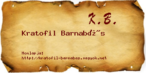Kratofil Barnabás névjegykártya